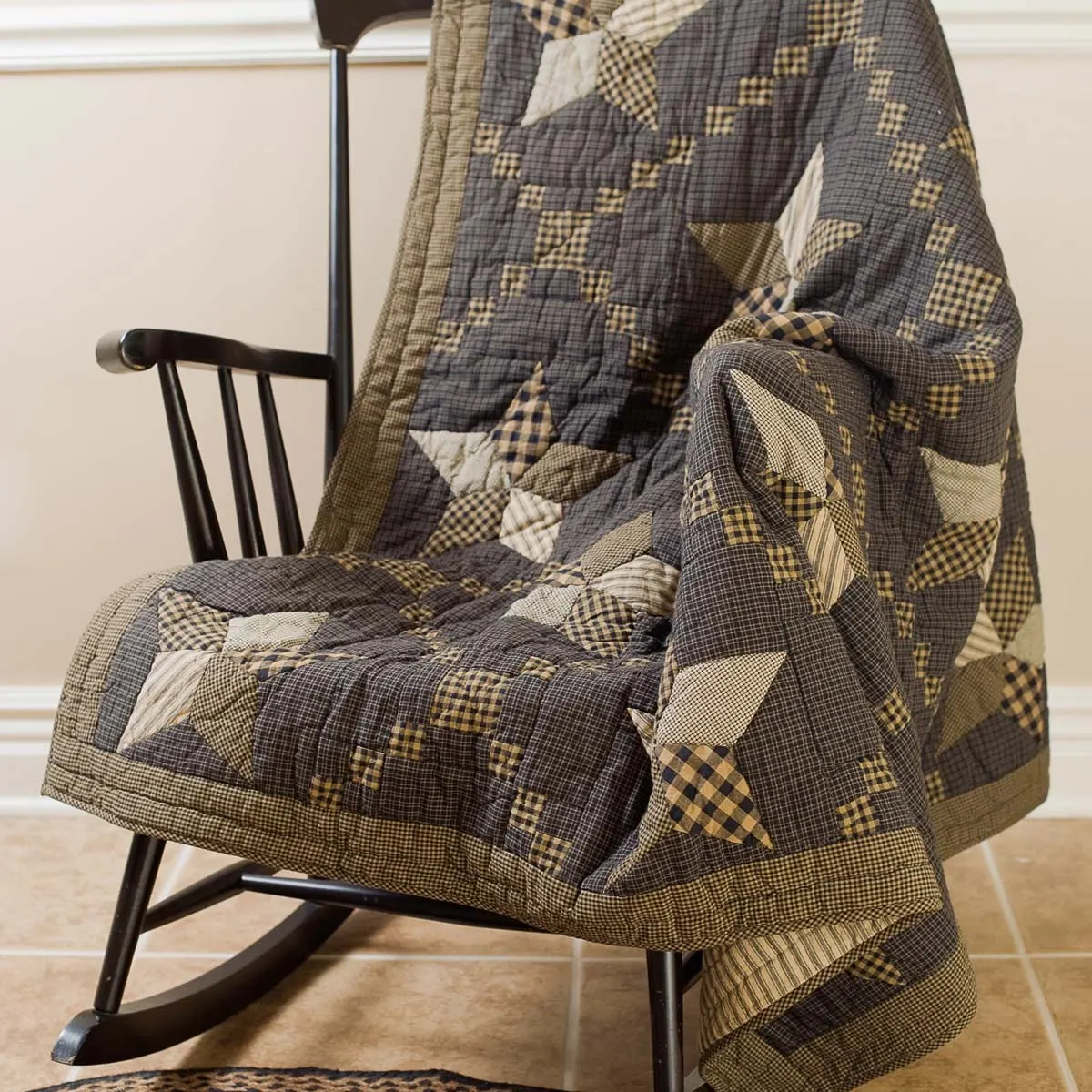 Farmhouse Star Quilted Throw 60x50 display on chair