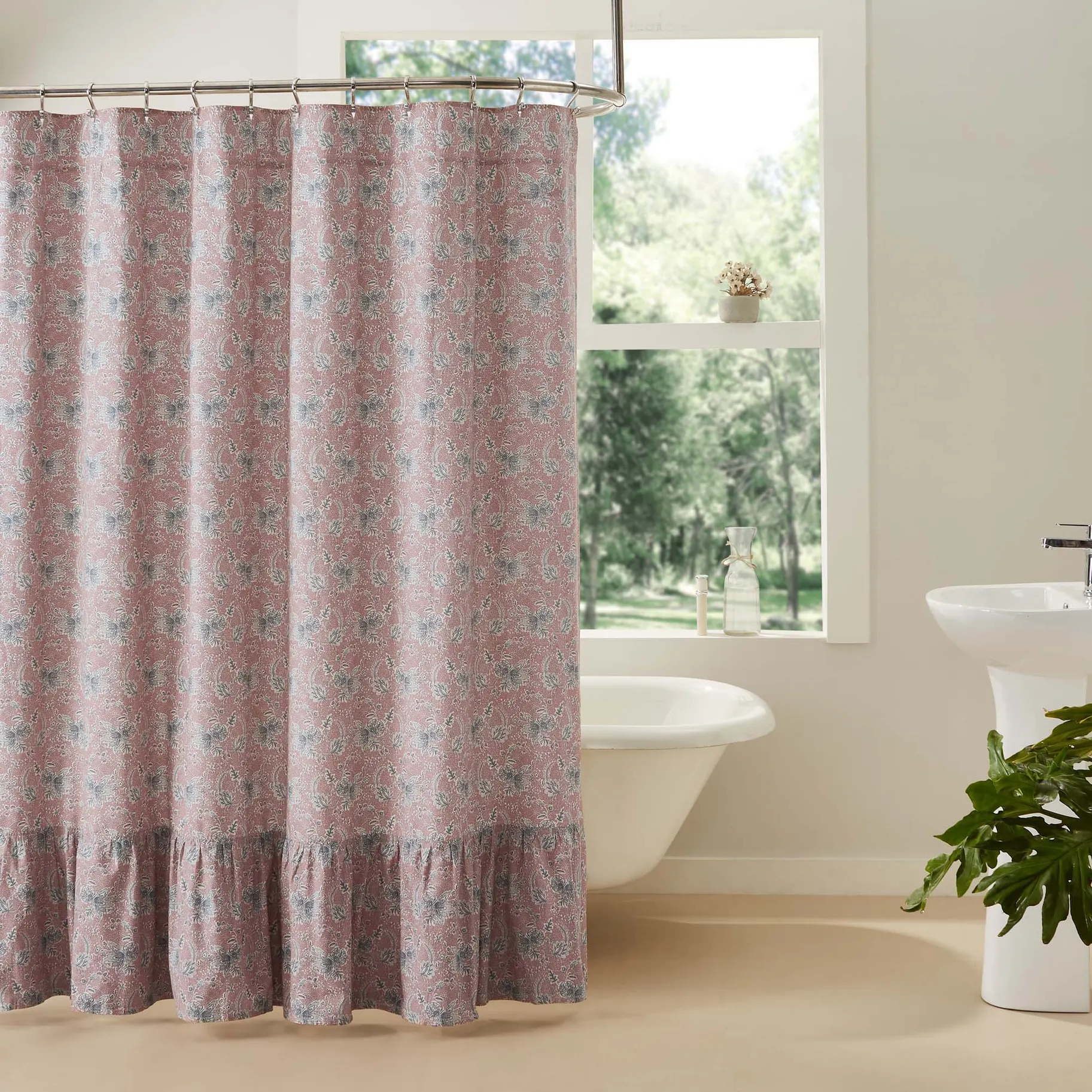 Kaila Floral Ruffled Shower Curtain 72x72