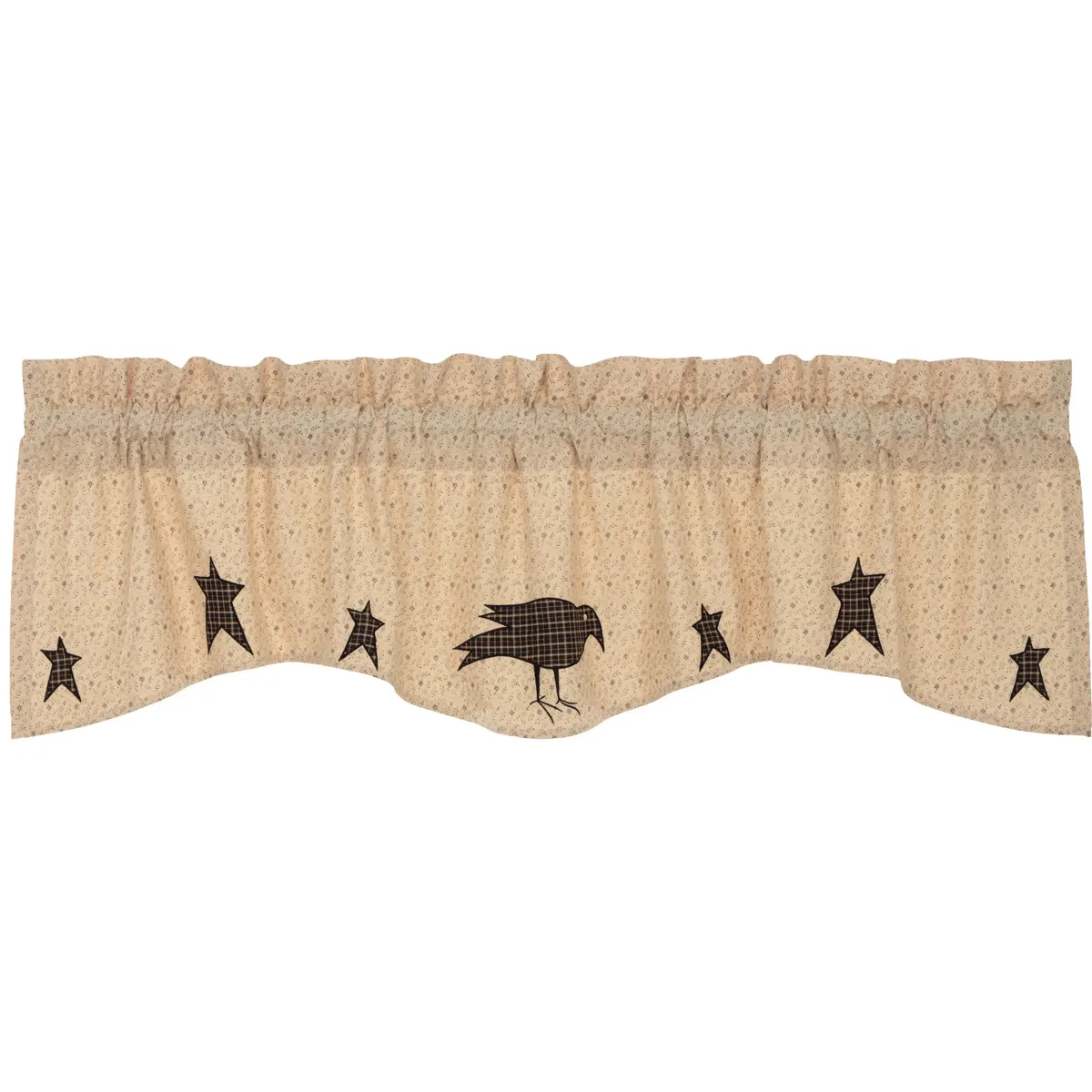 Kettle Grove Applique Crow and Star Valance 16x60