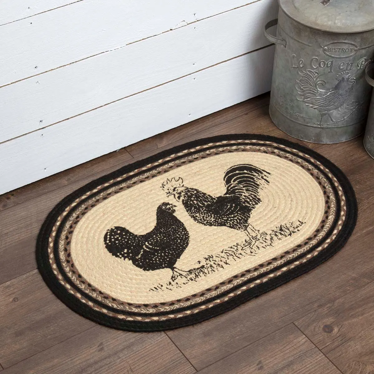Sawyer Mill Charcoal Poultry Jute Rug Oval with Pad 20x30