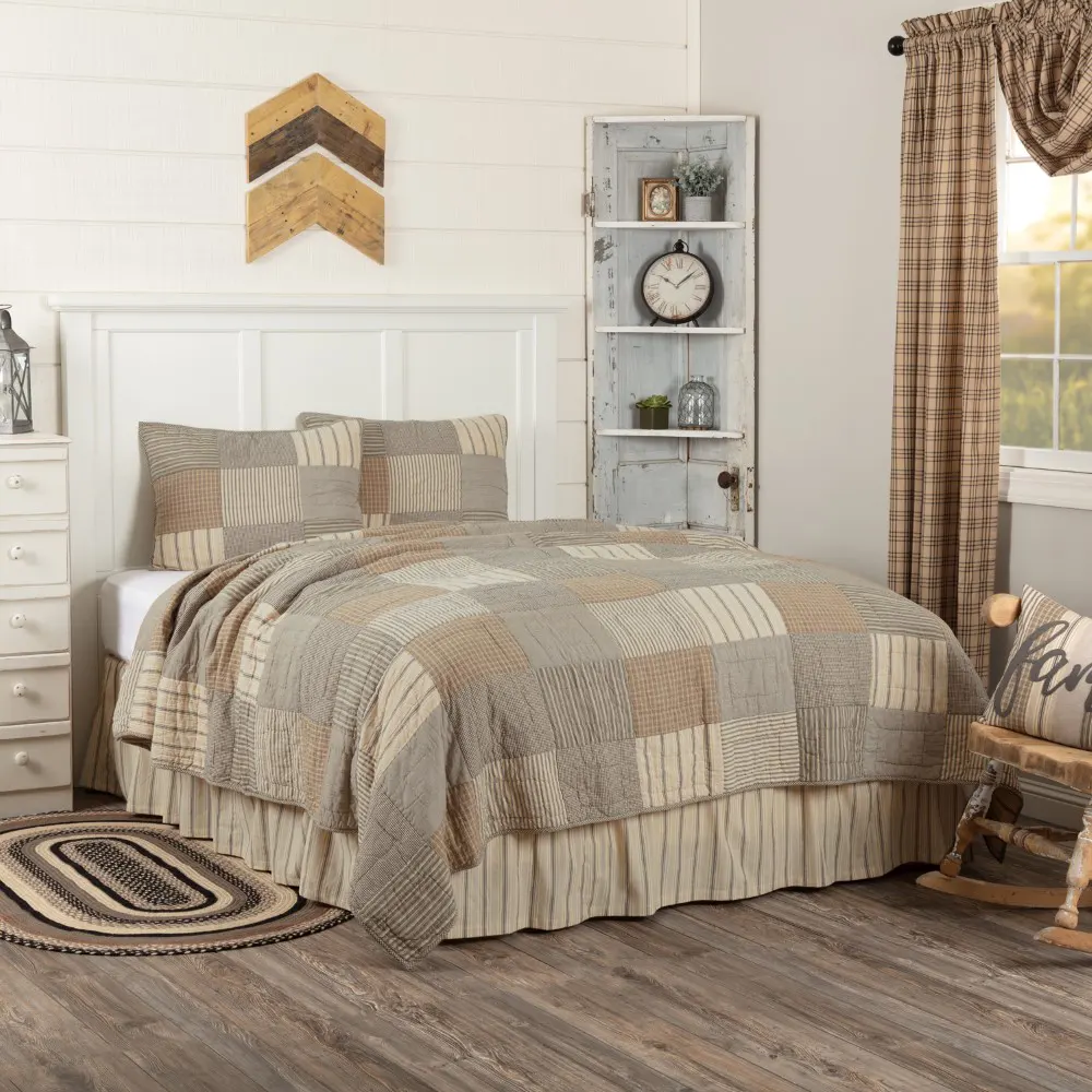Sawyer Mill Charcoal Queen Quilt Set on bed