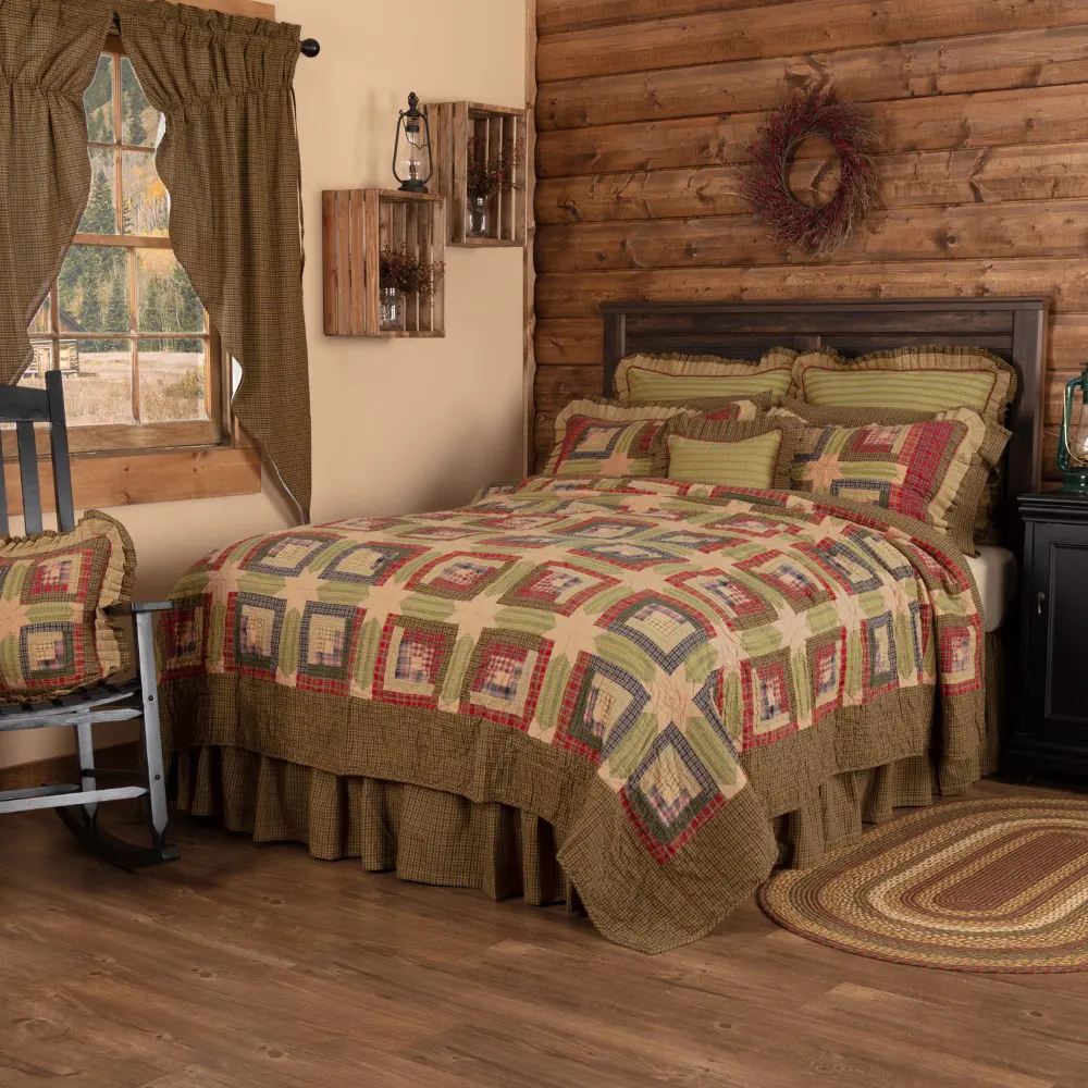 Tea Cabin Luxury King Quilt on bed