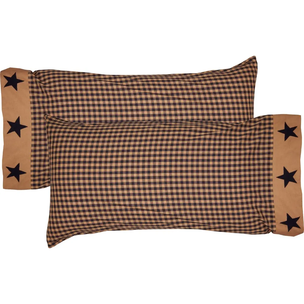Teton Star King Pillow Case with Applique Star Set