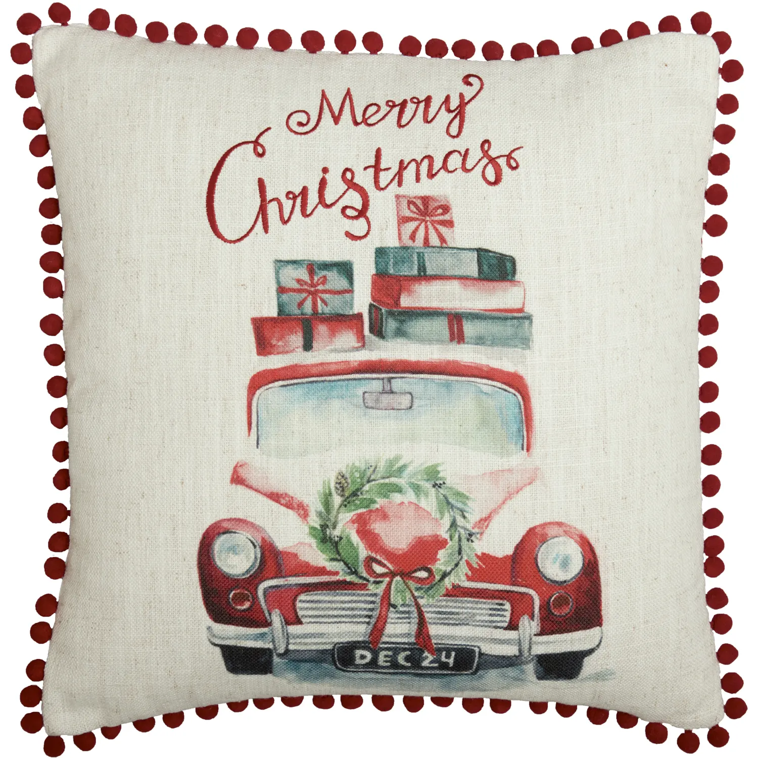 VHC Merry Christmas Truck Pillow