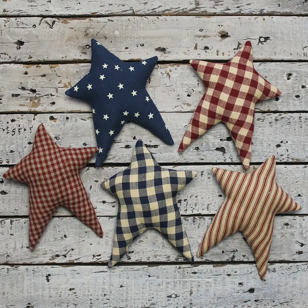 Freedom Fabric Stars set of 5 Multi Ornament