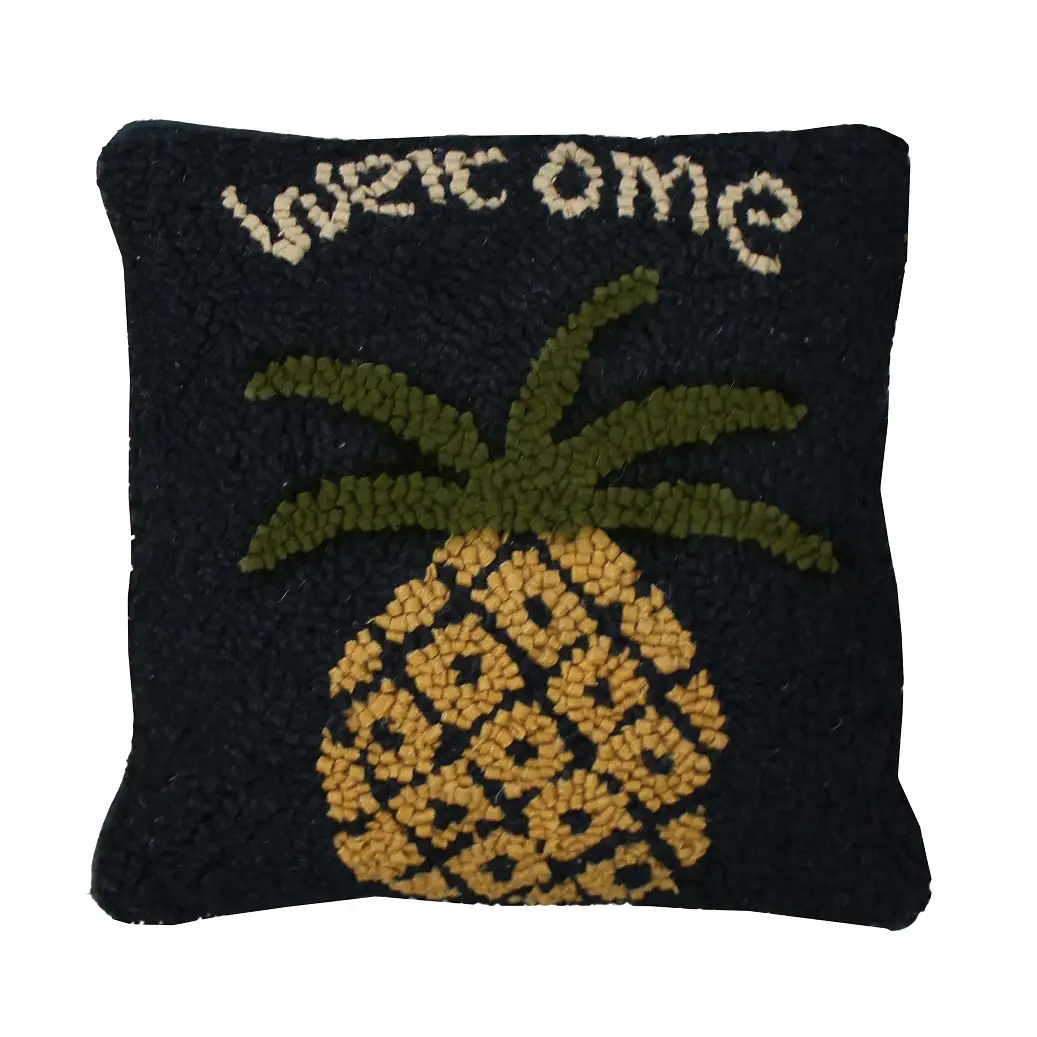 Pineapple Welcome Black Pillow